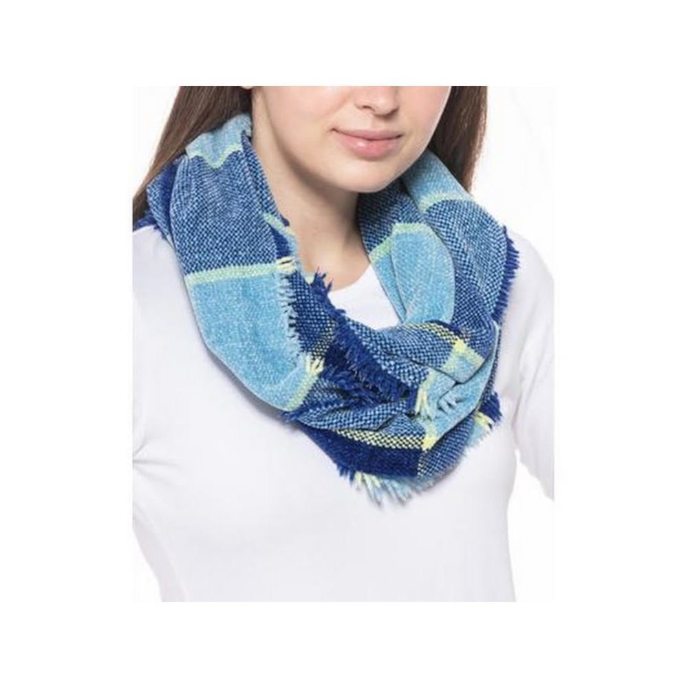 Charter Club Check Woven Chenille Loop Scarf, Blue